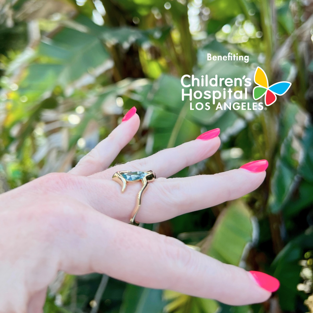 14K Gold Aquamarine + Diamond Snake Ring To Benefit Children's Hospital Los Angeles