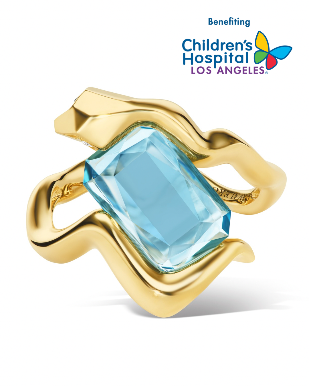 14K Gold Aquamarine + Diamond Snake Ring To Benefit Children's Hospital Los Angeles