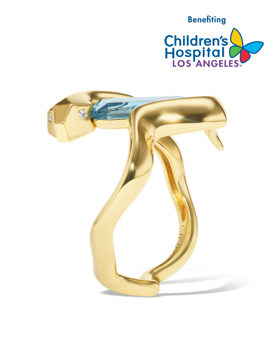 14K Gold Aquamarine + Diamond Snake Ring To Benefit Children's Hospital Los Angeles