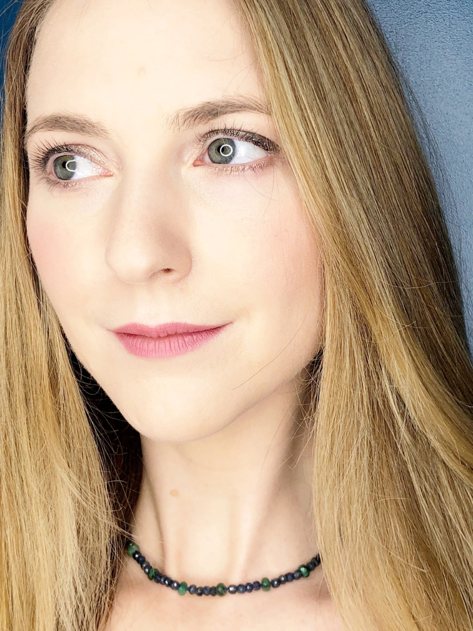 14K Gold Raw Emerald + Sapphire Tennis Necklace