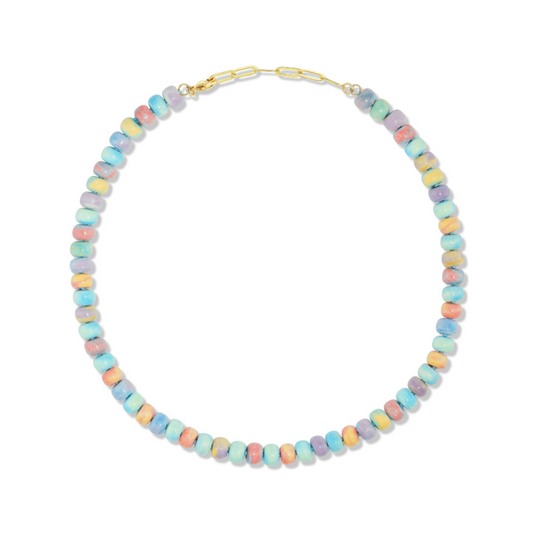 Retro Ombré Pastel Rainbow Tie Dyed Gemstone Candy Necklace