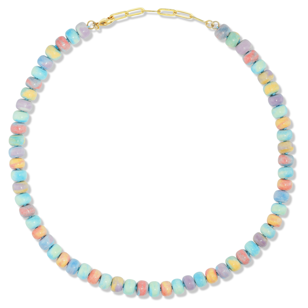 Retro Ombré Pastel Rainbow Tie Dyed Gemstone Candy Necklace
