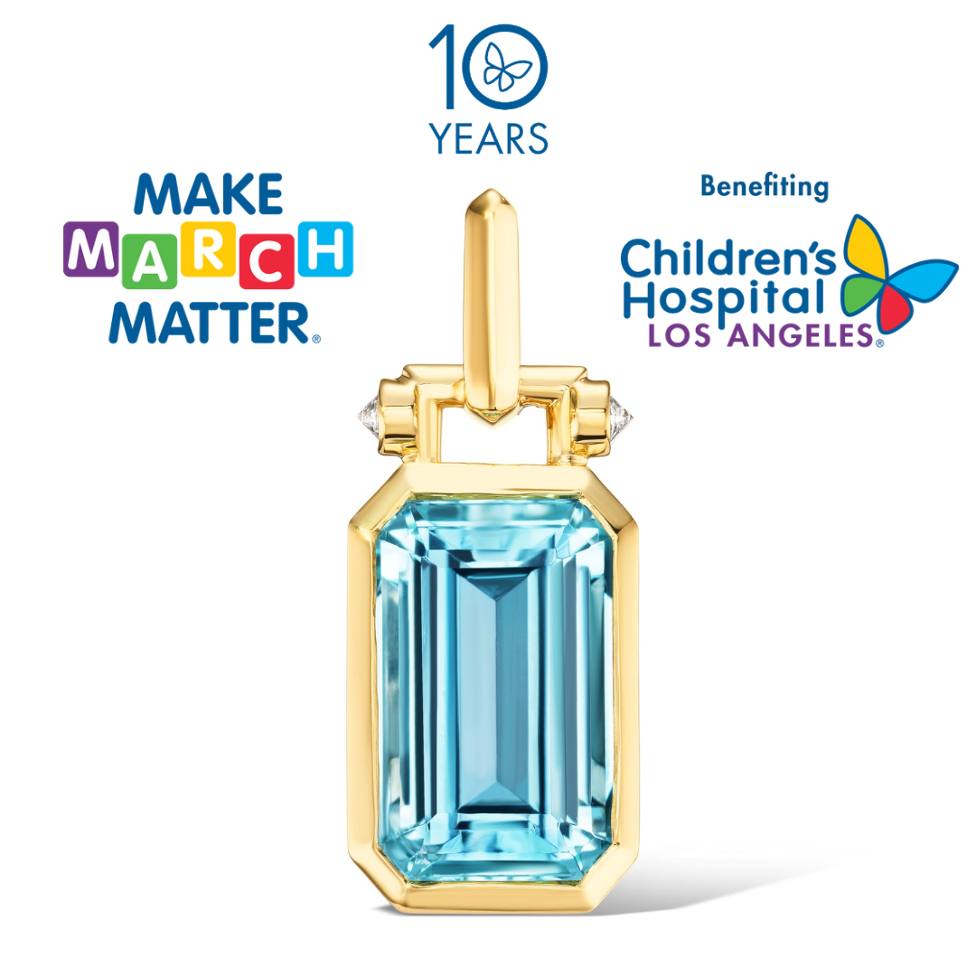 14K Gold Aquamarine + Diamond Pendant To Benefit Children's Hospital Los Angeles