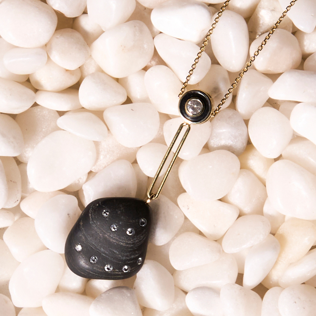14K Gold + Black Rhodium + Diamond Tahoe GEM // STONE Necklace