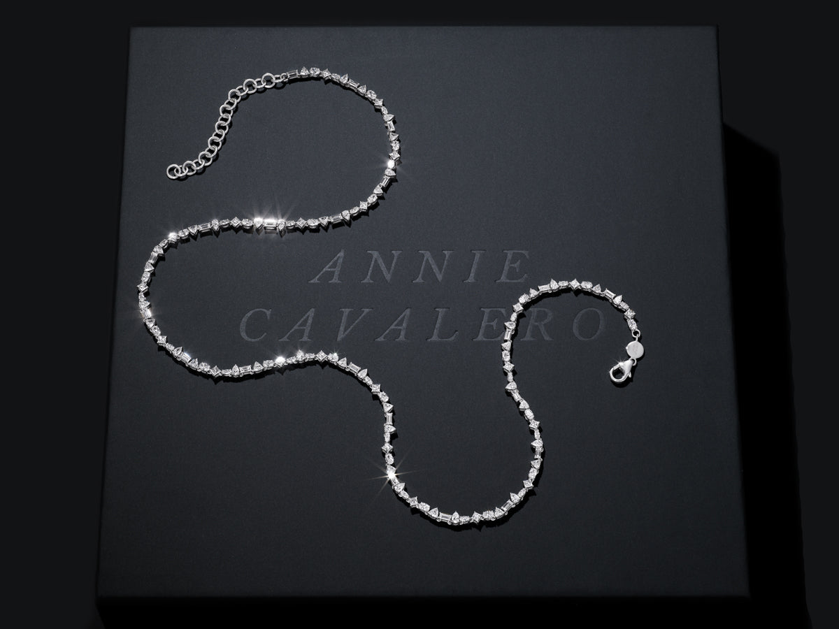 18K Mixed Shape Diamond Tennis Necklace