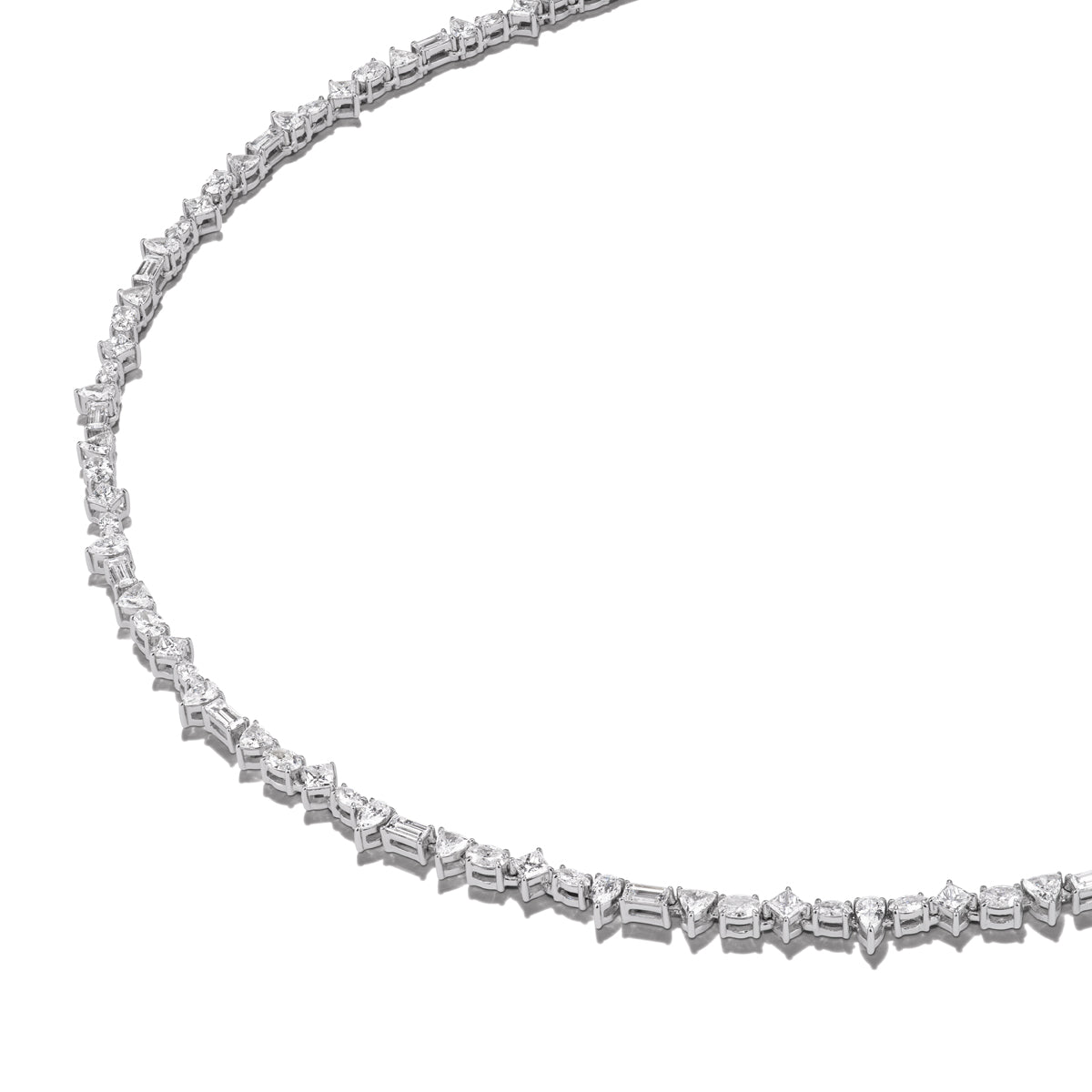 18K Mixed Shape Diamond Tennis Necklace