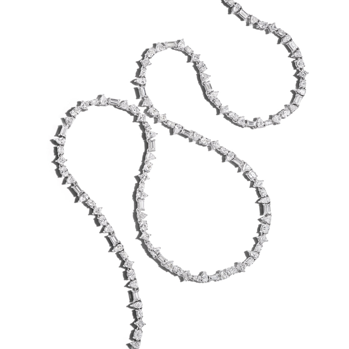 18K Mixed Shape Diamond Tennis Necklace