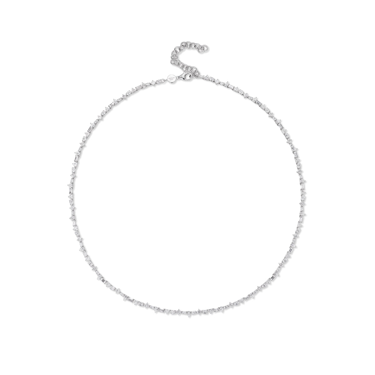 18K Mixed Shape Diamond Tennis Necklace