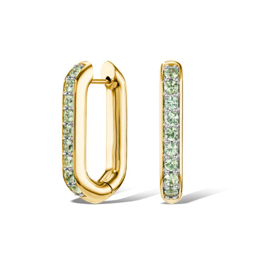18K Green Sapphire Reversible Knife Edge Drop Link Earrings