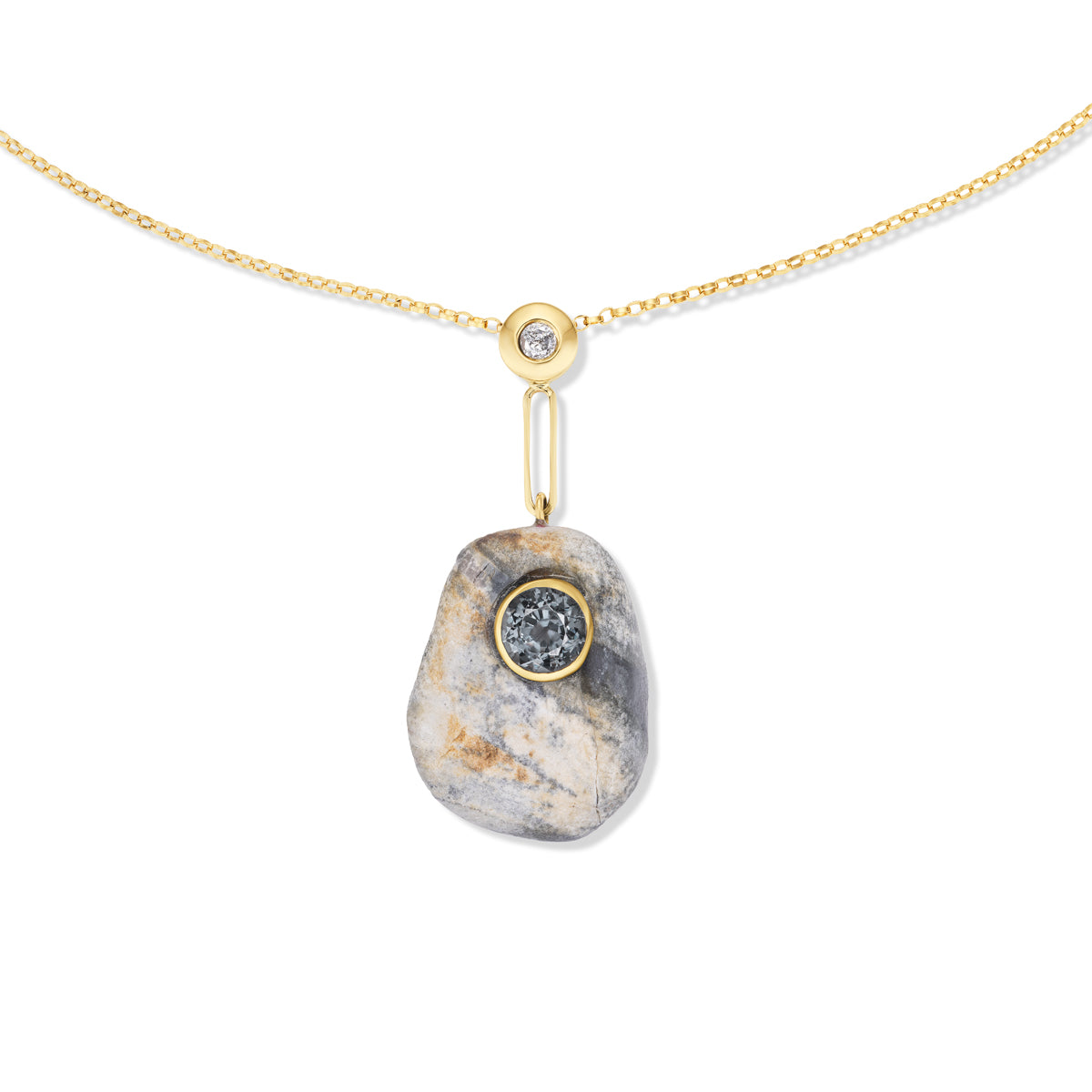 14K Gold + Grey Diamond + Grey Spinel Tahoe GEM // STONE Necklace