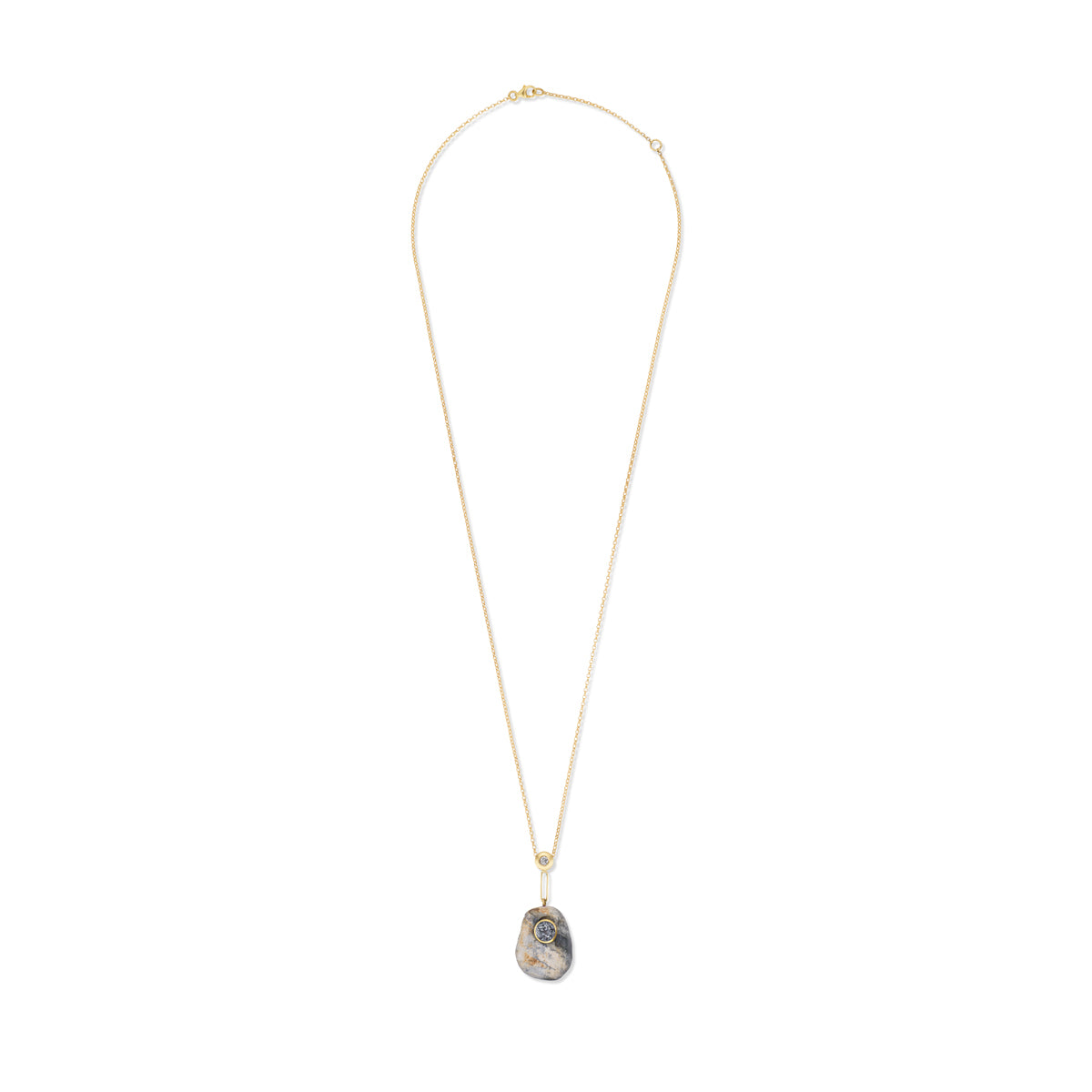 14K Gold + Grey Diamond + Grey Spinel Tahoe GEM // STONE Necklace