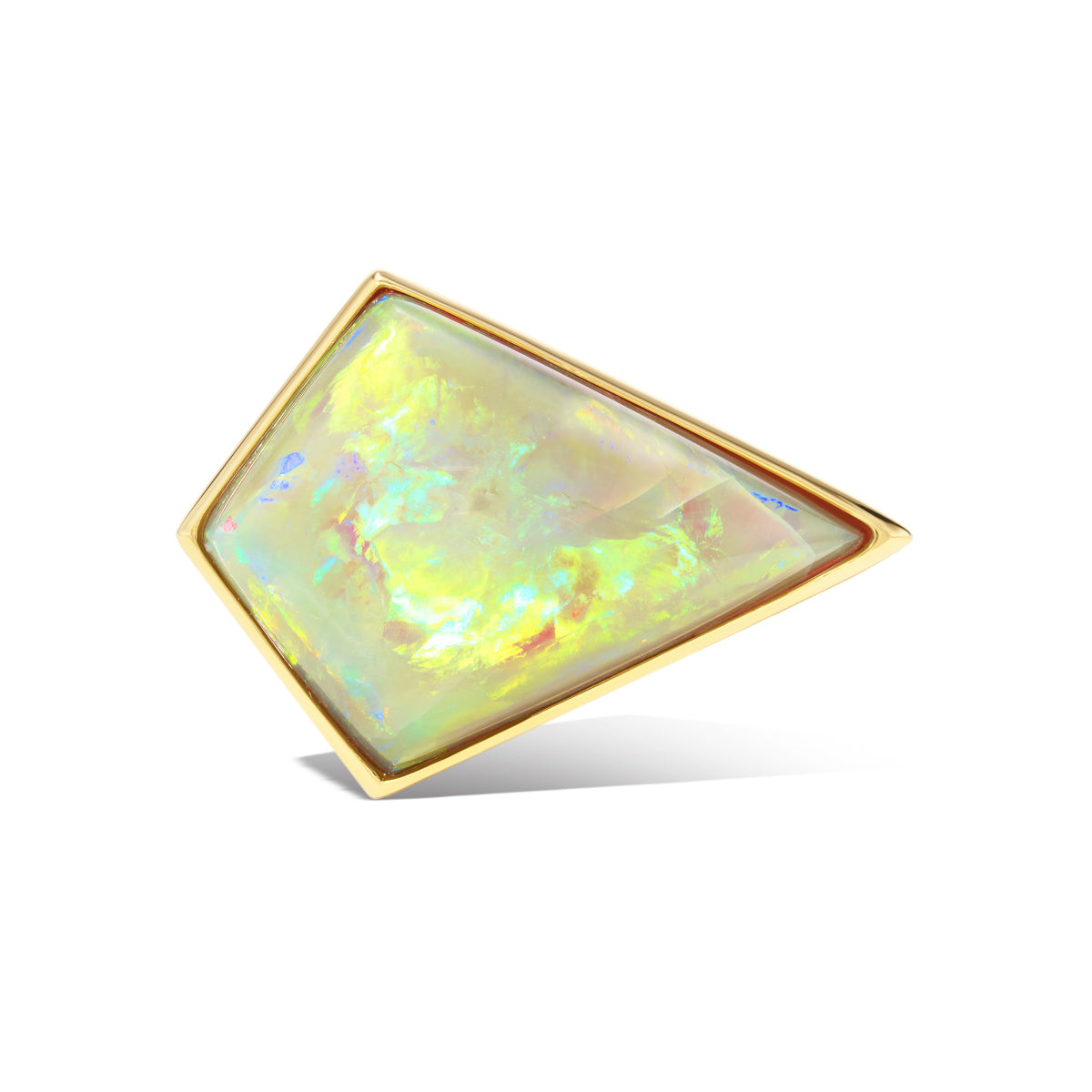 18K Gold Australian Opal + Ombré Rainbow Kite Cocktail Ring