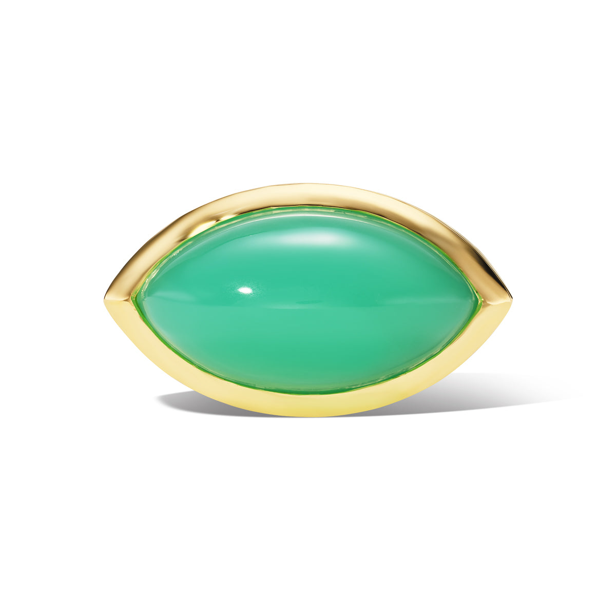 18K Gold Chrysoprase + Emerald Marquise Cocktail Ring