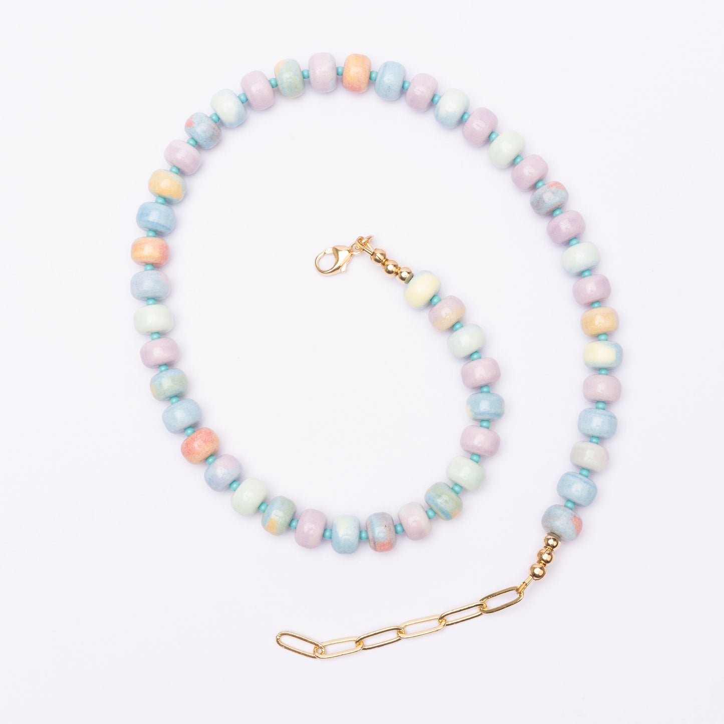 Retro Ombré Pastel Rainbow Tie Dyed Gemstone Candy Necklace