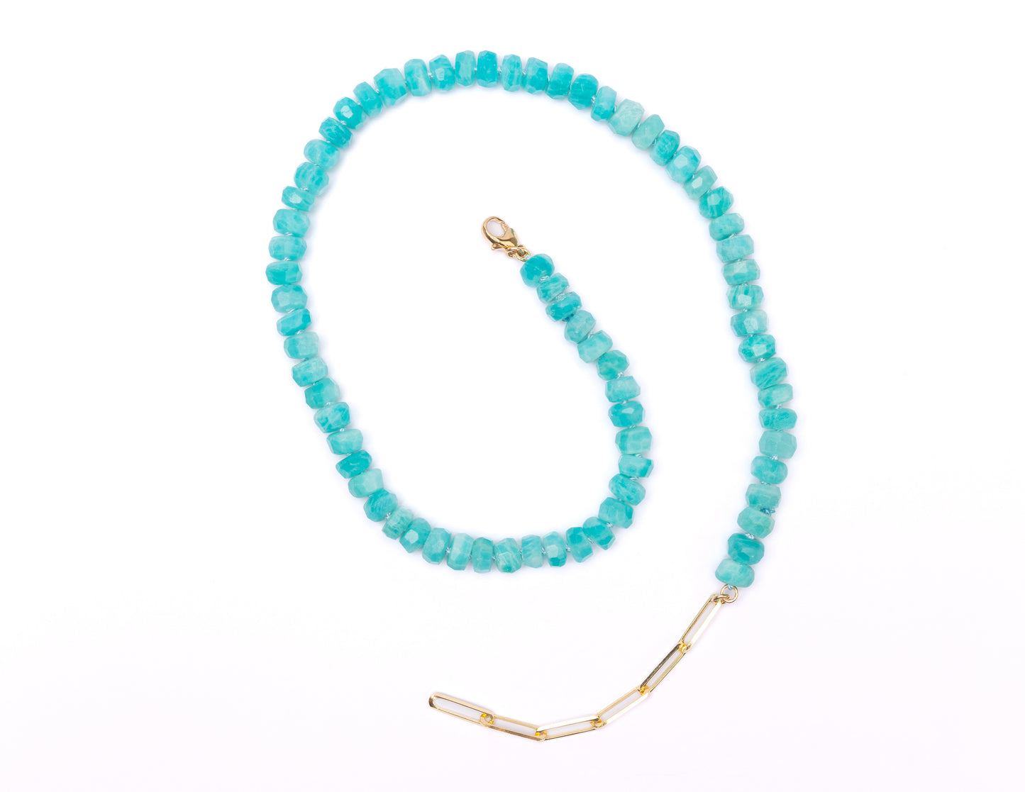 14K Gold Amazonite Candy Necklace