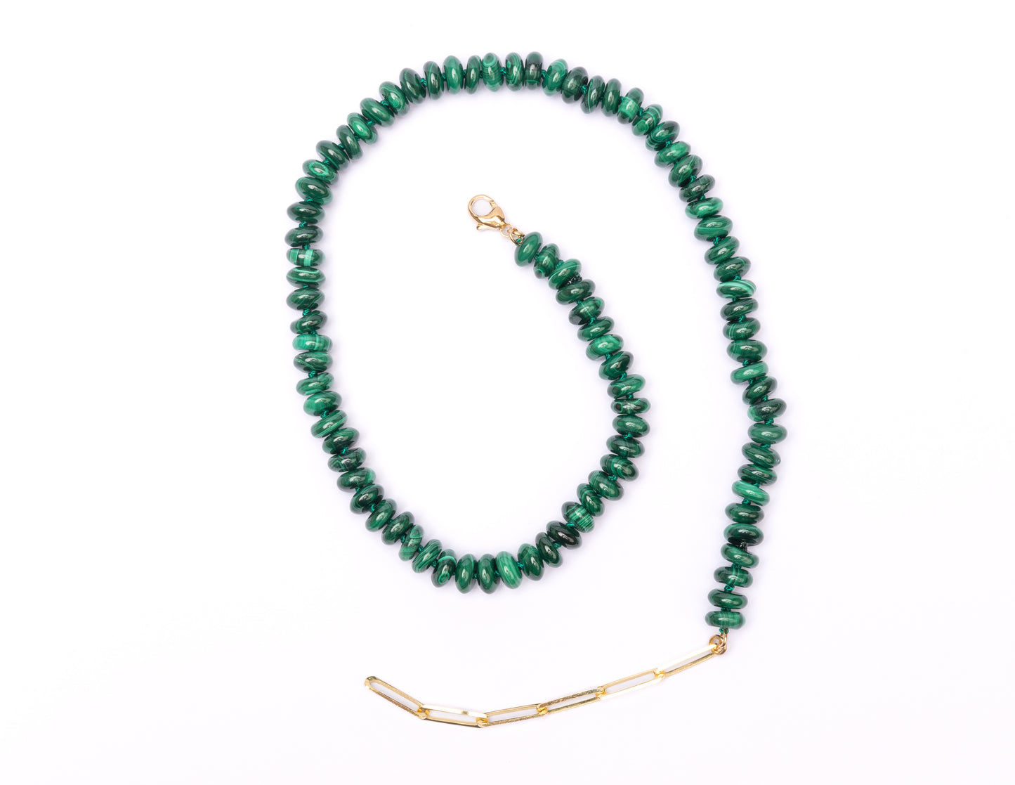 14K Gold Malachite Candy Necklace