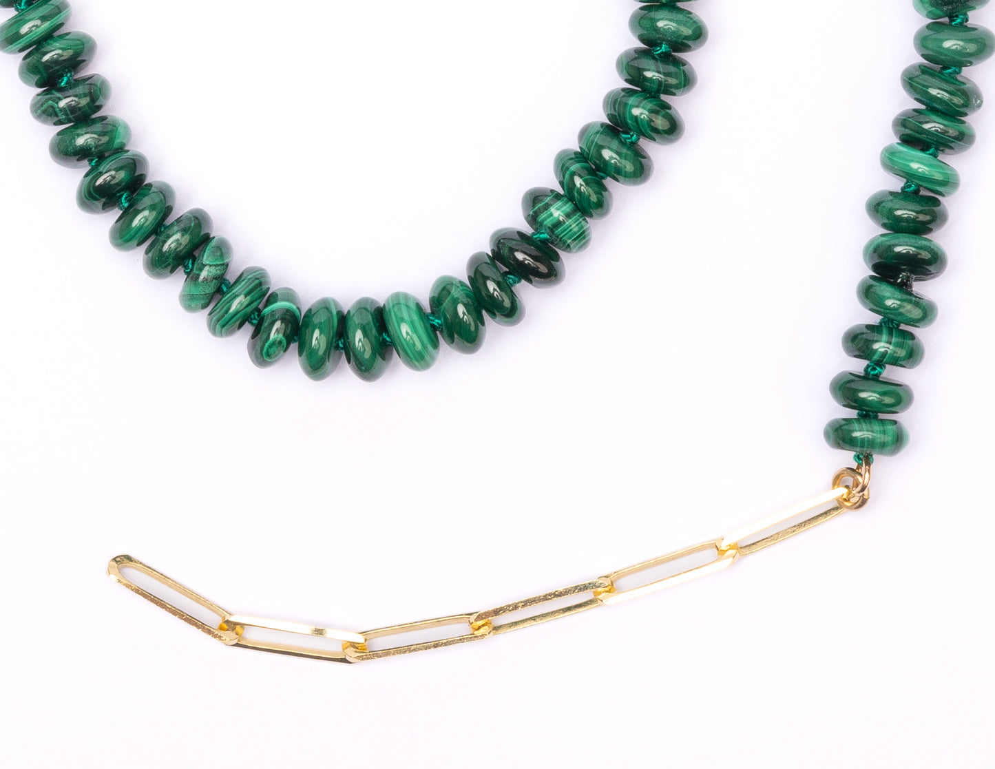 14K Gold Malachite Candy Necklace