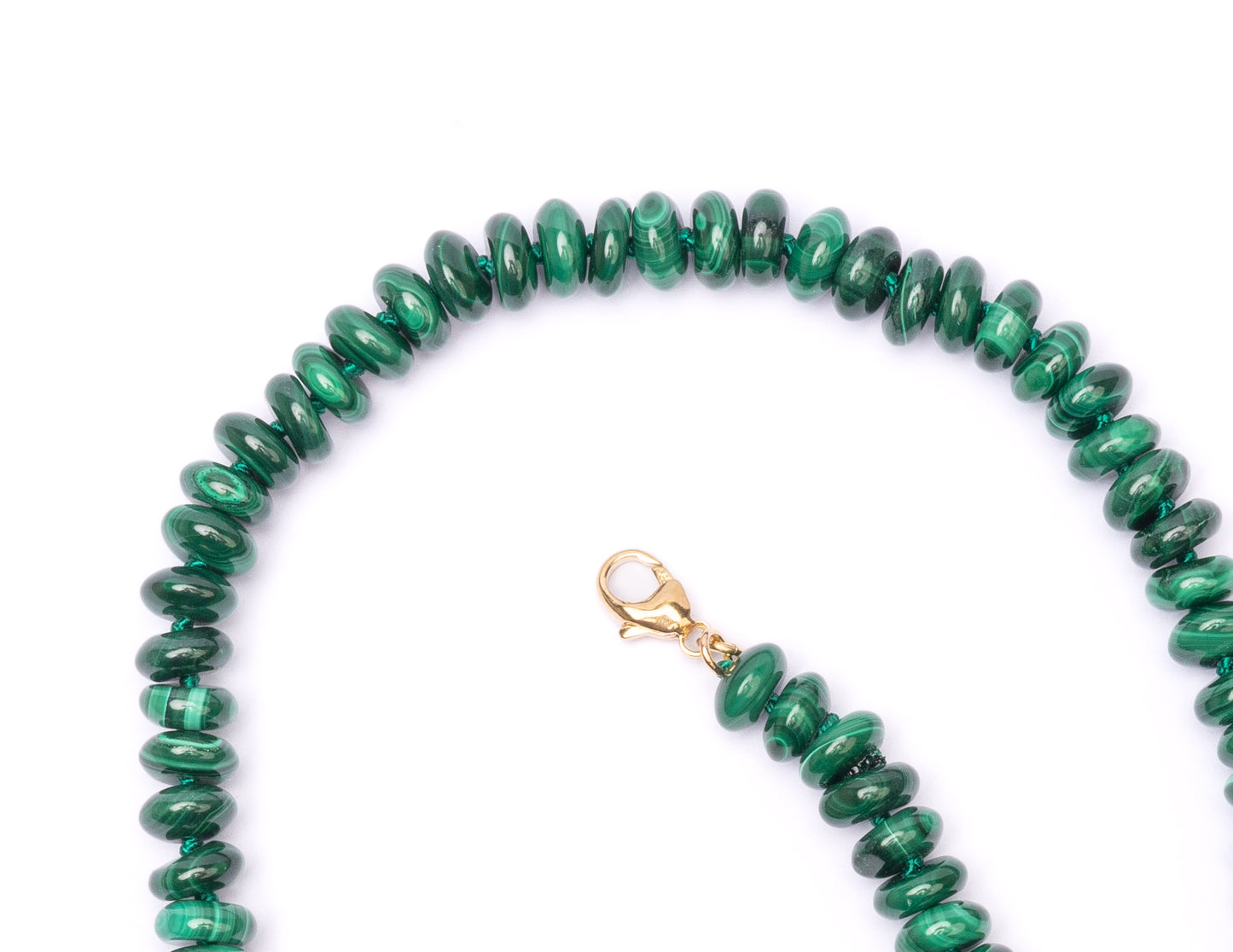 14K Gold Malachite Candy Necklace