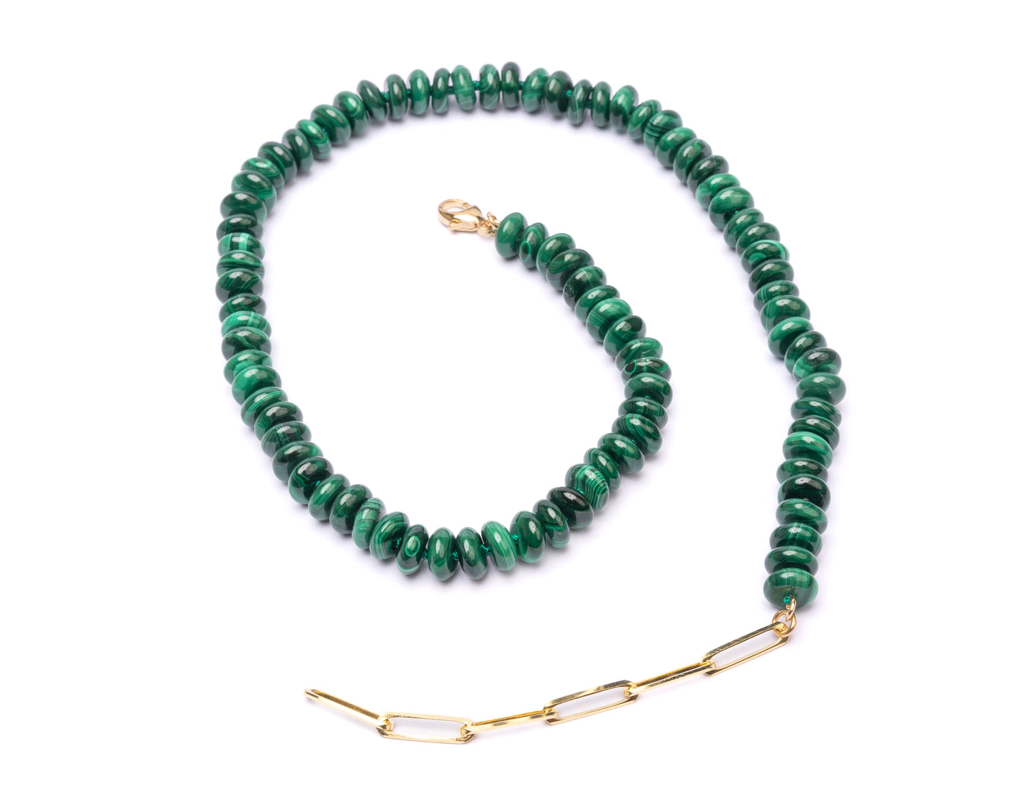 14K Gold Malachite Candy Necklace