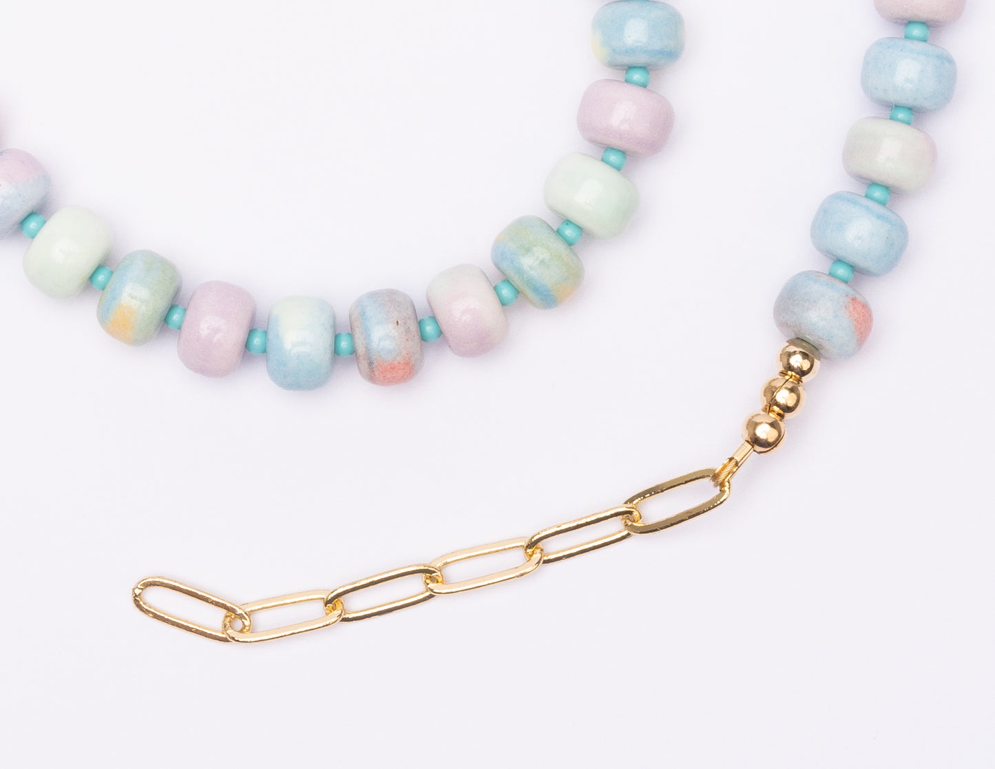 Retro Ombré Pastel Rainbow Tie Dyed Gemstone Candy Necklace