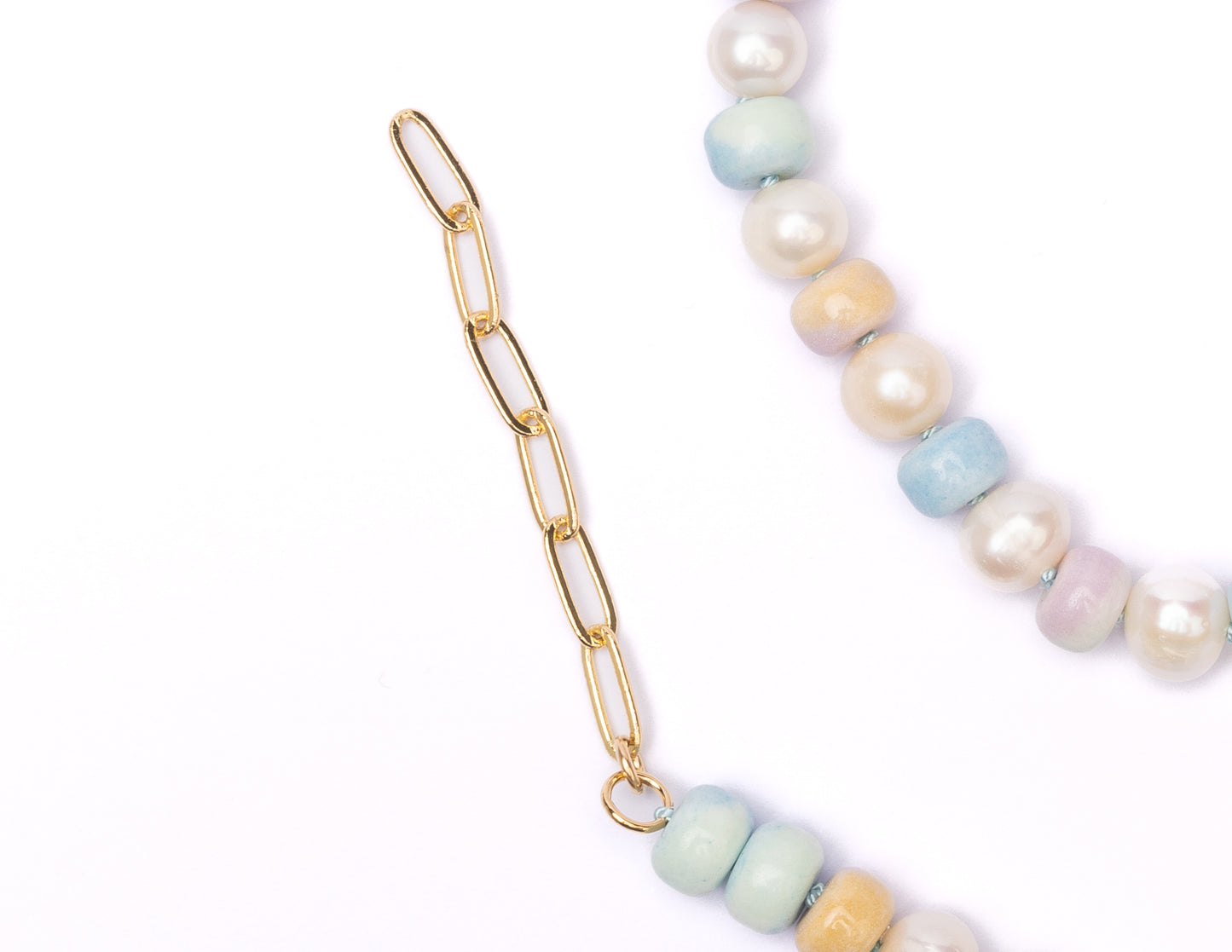 Retro Ombré Pastel Rainbow + Freshwater Pearl Tie Dyed Gemstone Candy Necklace