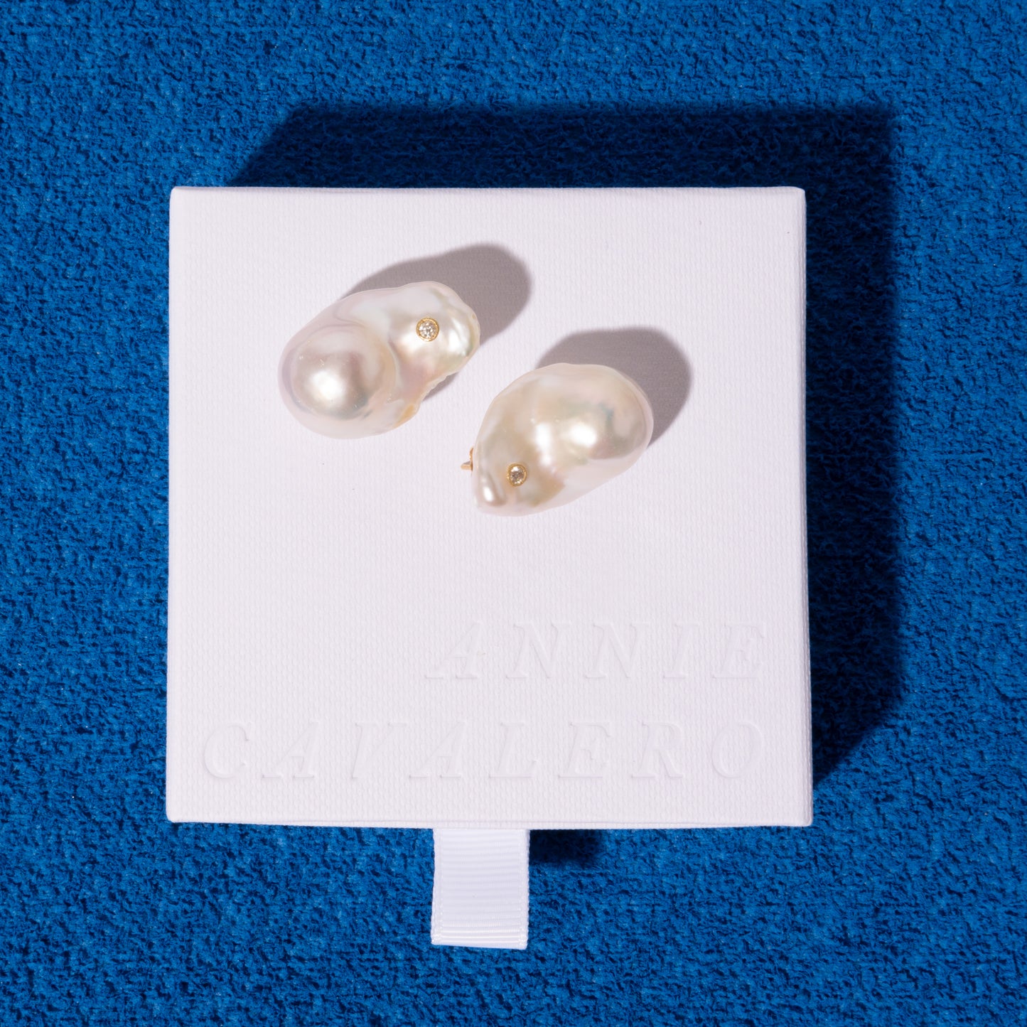 14K Gold Iridescent Baroque Pearl + Diamond Earrings