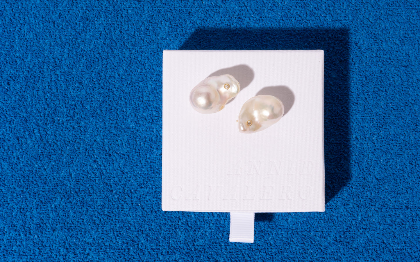 14K Gold Iridescent Baroque Pearl + Diamond Earrings