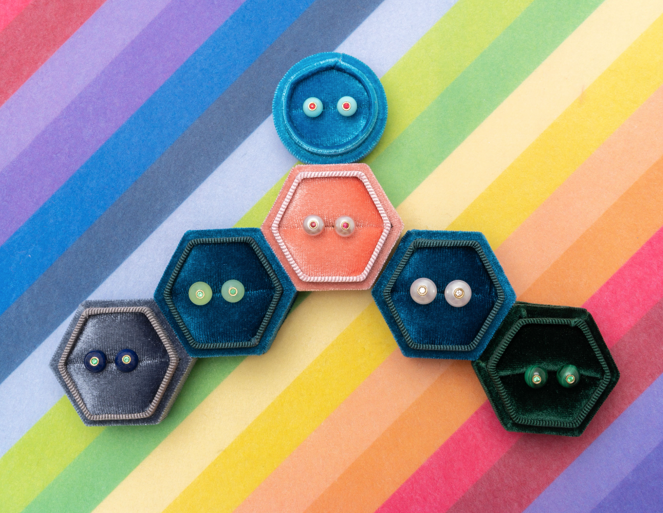 14K Gold Pink Freshwater Pearl + Red Spinel Stud Earrings