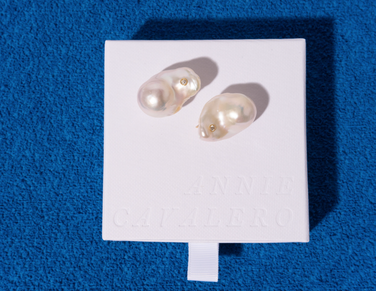 14K Gold Iridescent Baroque Pearl + Diamond Earrings