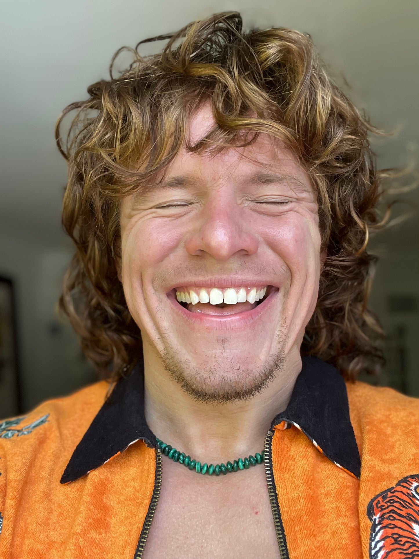 14K Gold Malachite Candy Necklace