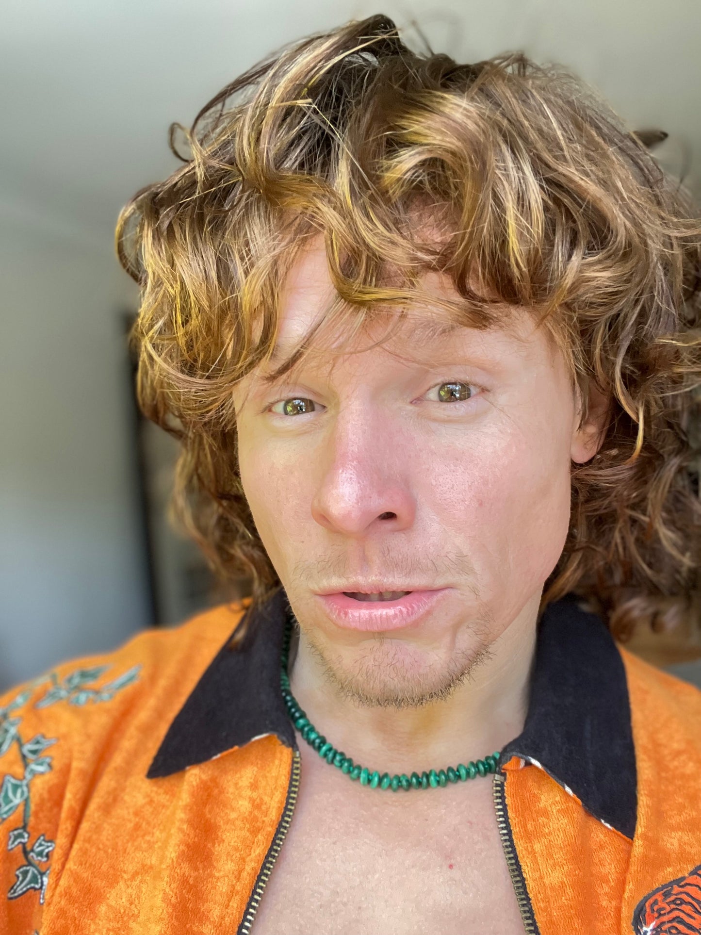 14K Gold Malachite Candy Necklace