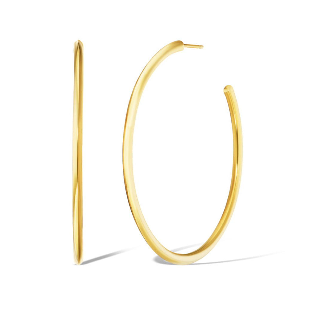 18K Gold Skinny Icon Hoop Earrings