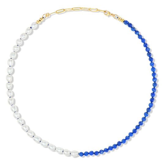 Lapis + Freshwater Pearl Moi et Toi Necklace