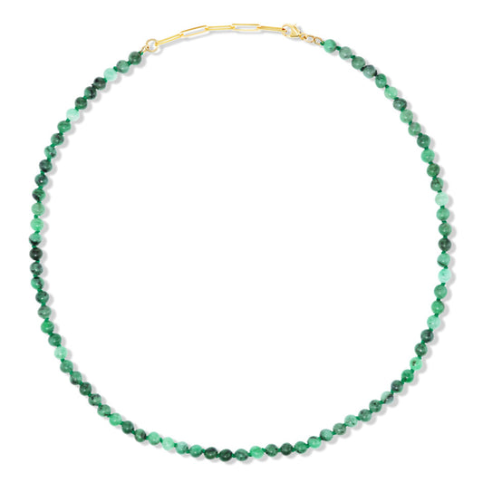 14K Gold Raw Emerald Necklace