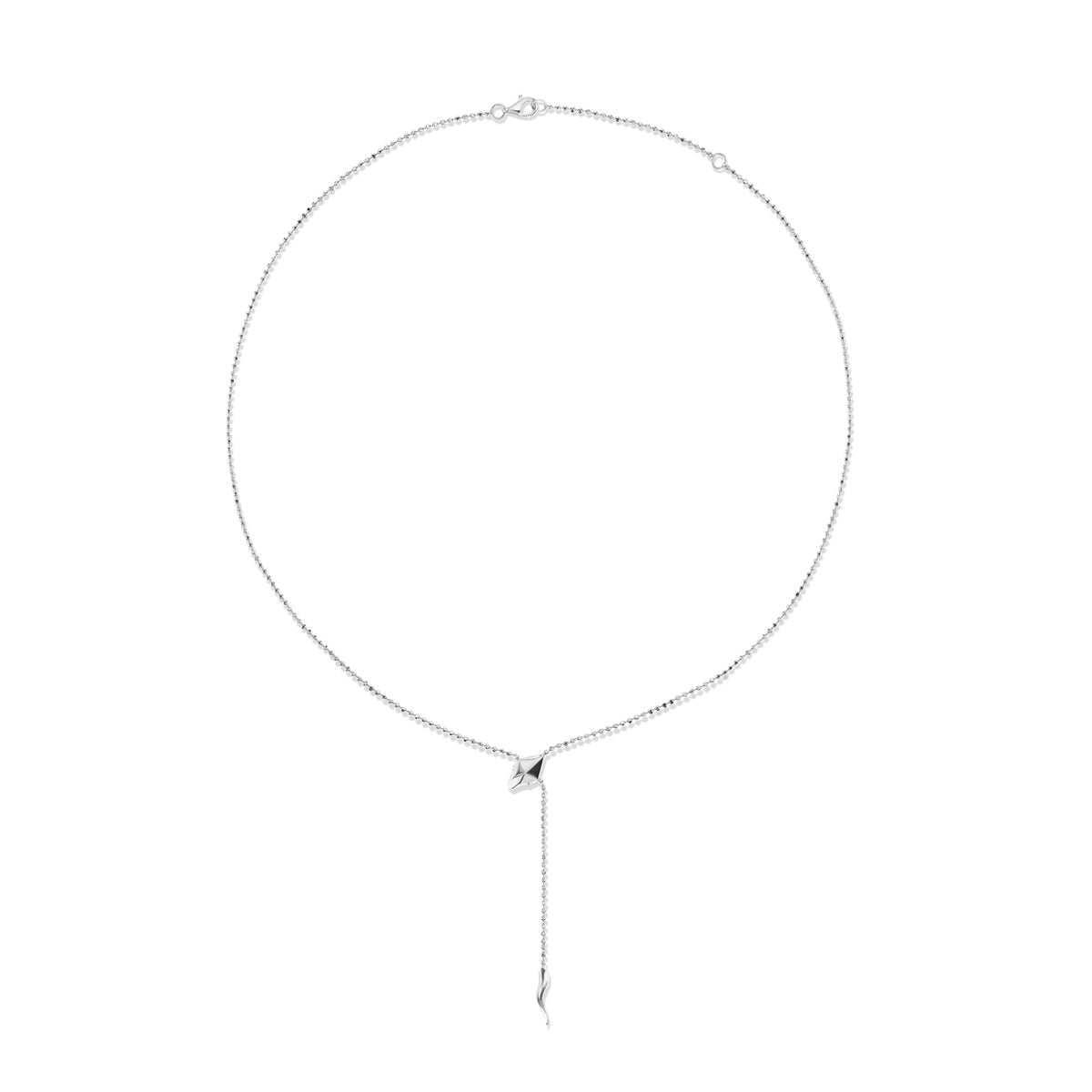 Sterling Silver + Diamond Snake Necklace