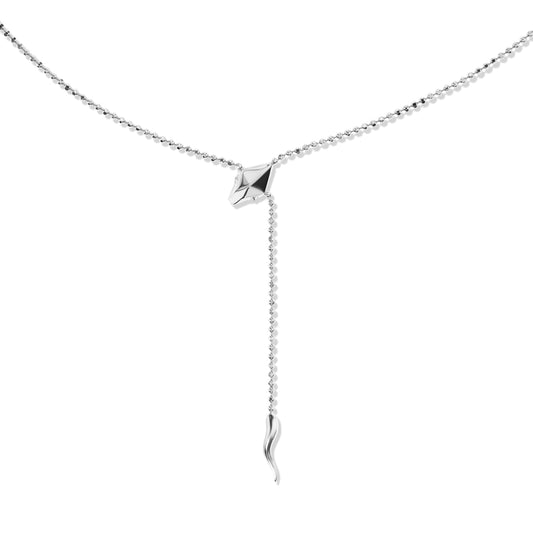 Sterling Silver + Diamond Snake Necklace