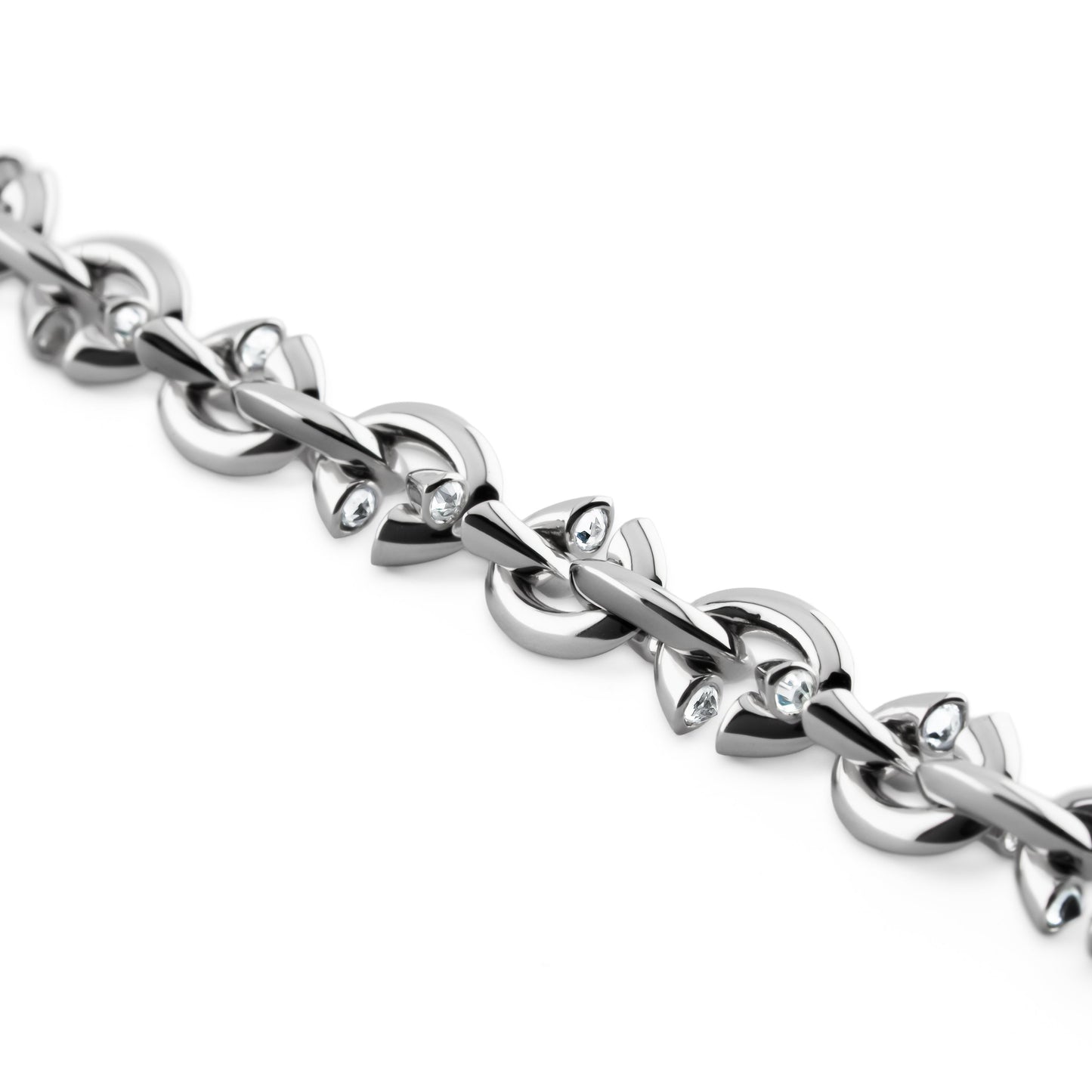 Sterling Silver + White Sapphire C-Link Bracelet