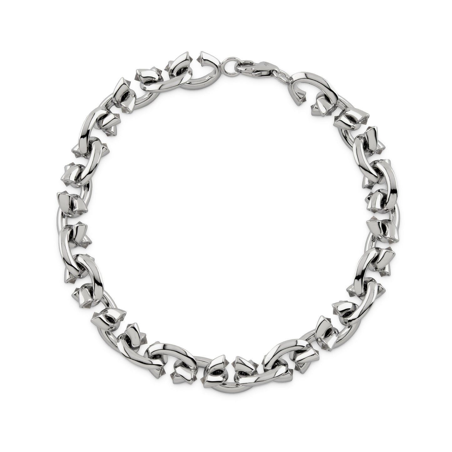 Sterling Silver + White Sapphire C-Link Bracelet