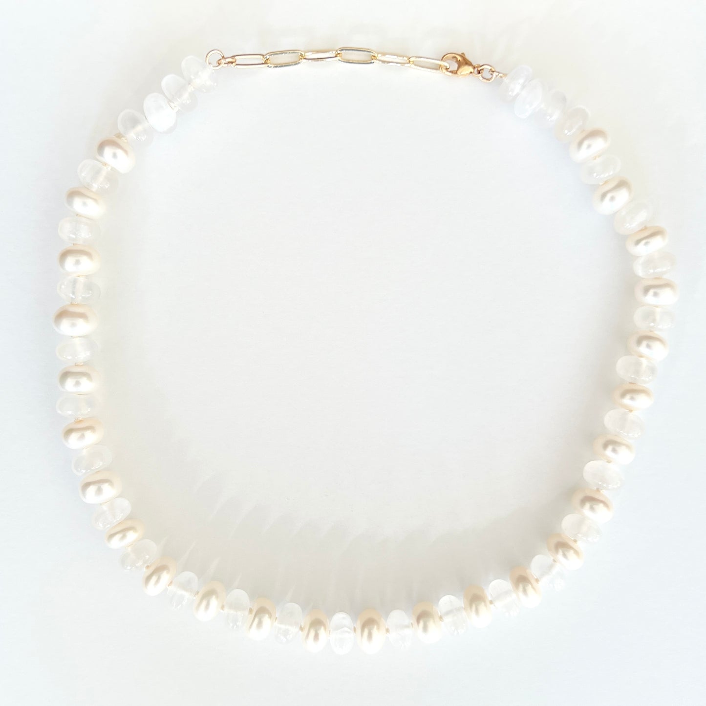 Selenite + Freshwater Pearl Candy Necklace