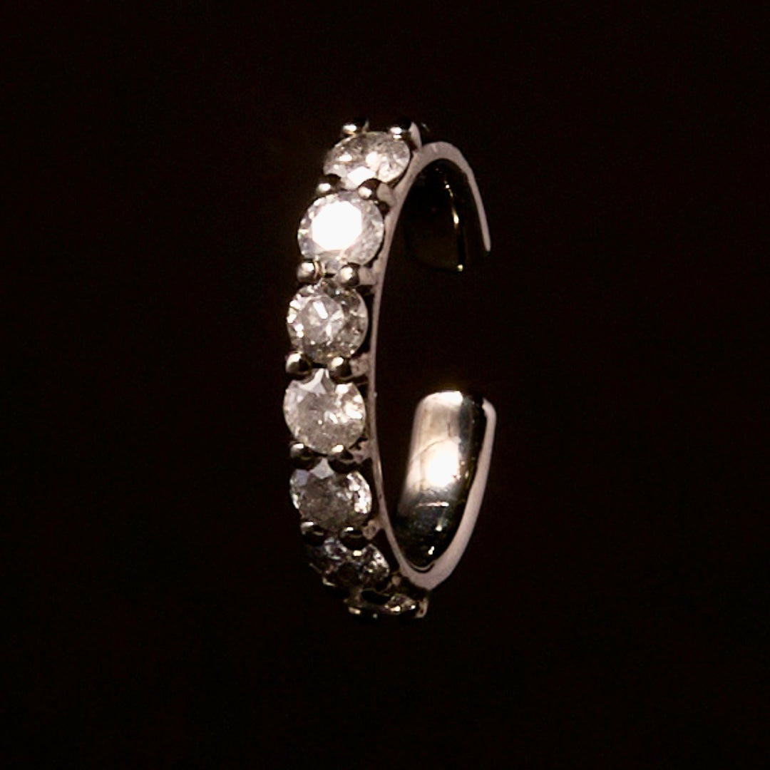 14K Black Gold + Palladium Salt and Pepper Diamond Ear Cuff