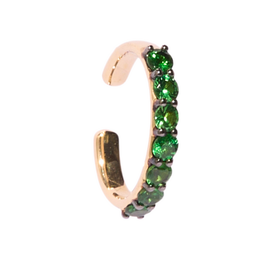 14K Gold + Black Rhodium Tsavorite Garnet Ear Cuff