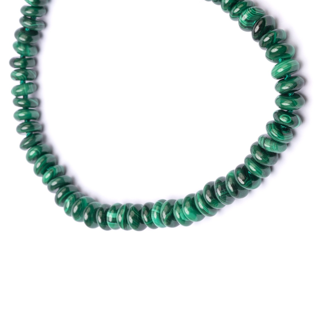 14K Gold Malachite Candy Necklace