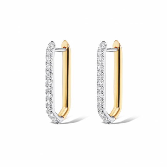 18K Diamond Reversible Two-Tone Drop Link Earrings