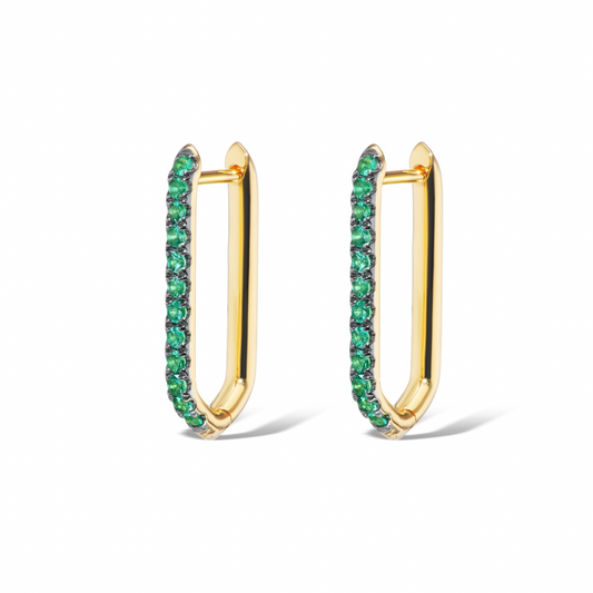 18K Emerald Reversible Drop Link Earrings