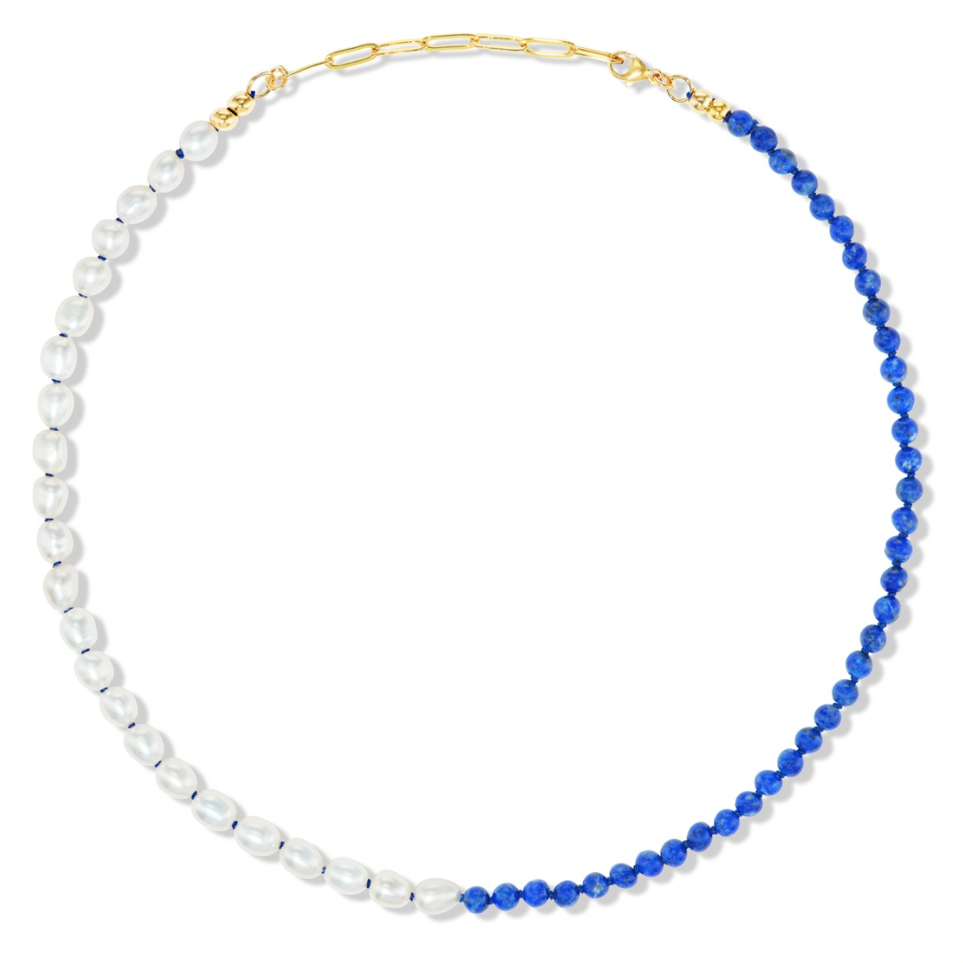 Lapis + Freshwater Pearl Moi et Toi Necklace