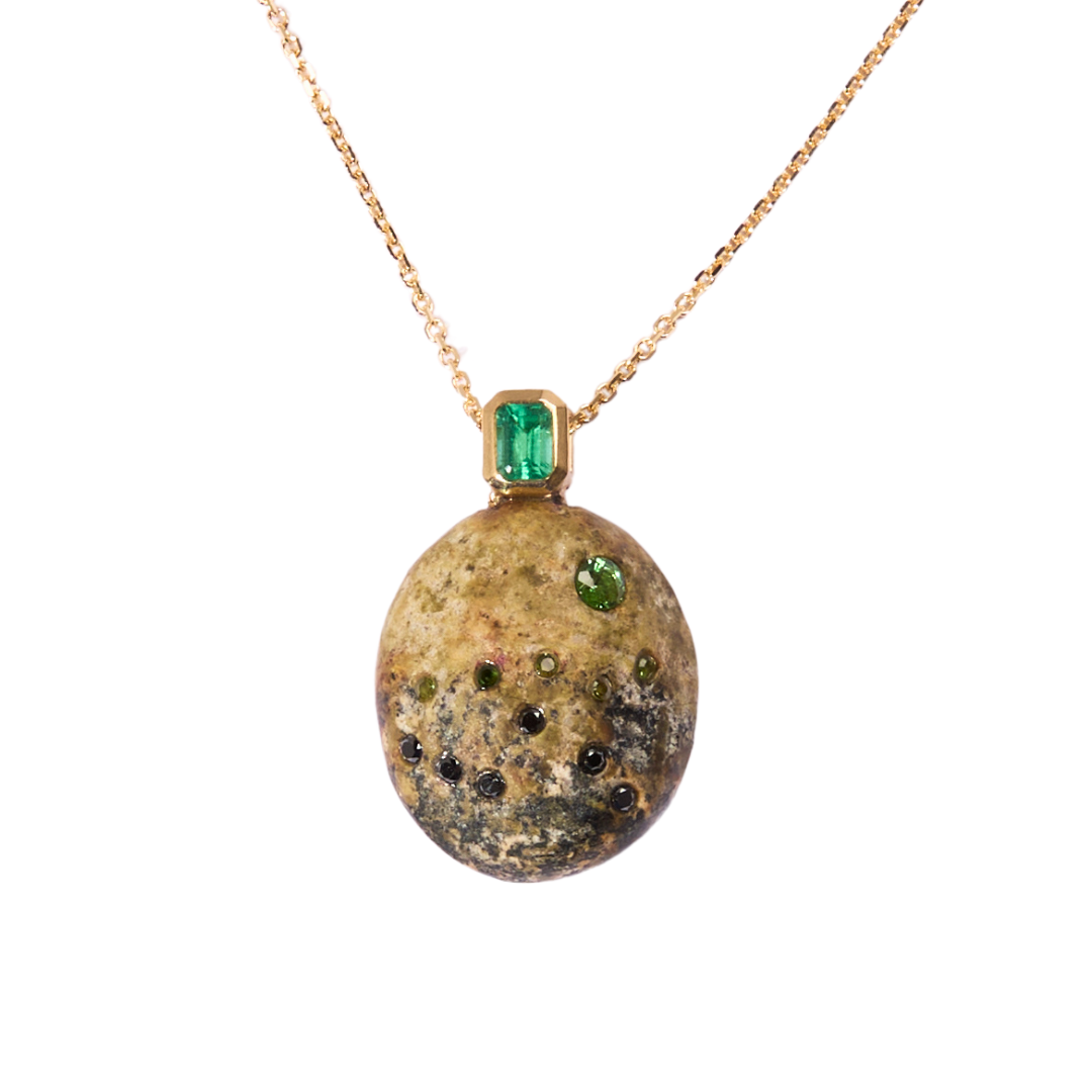 14K Gold + Emerald + Black Diamond + Tsavorite Garnet Tahoe GEM // STONE Necklace *Available at Kalifornia Jean Bar (Truckee, CA)*