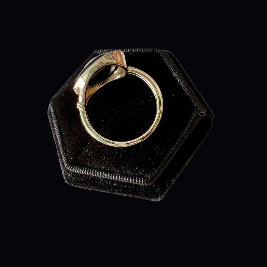 14K Gold Salt & Pepper Diamond + Black Onyx East-West Knot Ring