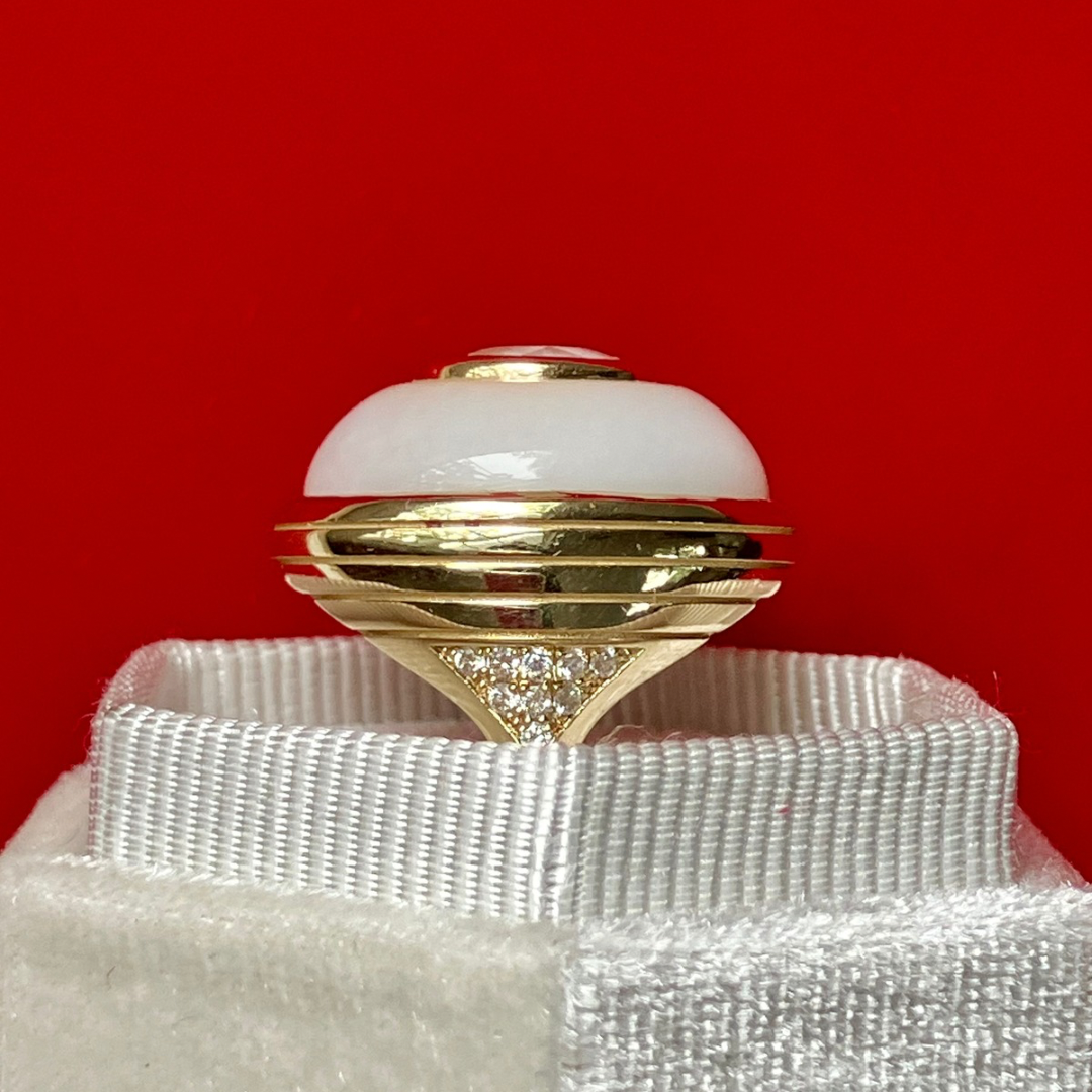 14K Gold Morganite + White Quartz + Diamond Cocktail Ring