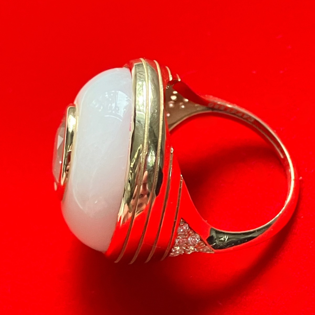 14K Gold Morganite + White Quartz + Diamond Cocktail Ring