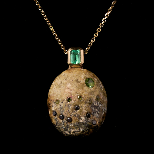 14K Gold + Emerald + Black Diamond + Tsavorite Garnet Tahoe GEM // STONE Necklace *Available at Kalifornia Jean Bar (Truckee, CA)*